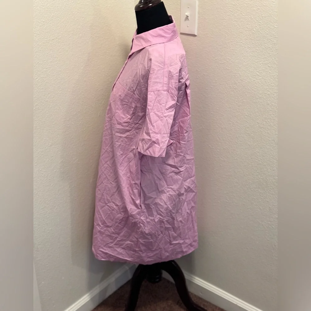 2 FOR $25 Dazy Oversized Cotton Lavender Shirt Dress 100% Cotton Size M NEW - Picture 2 of 9